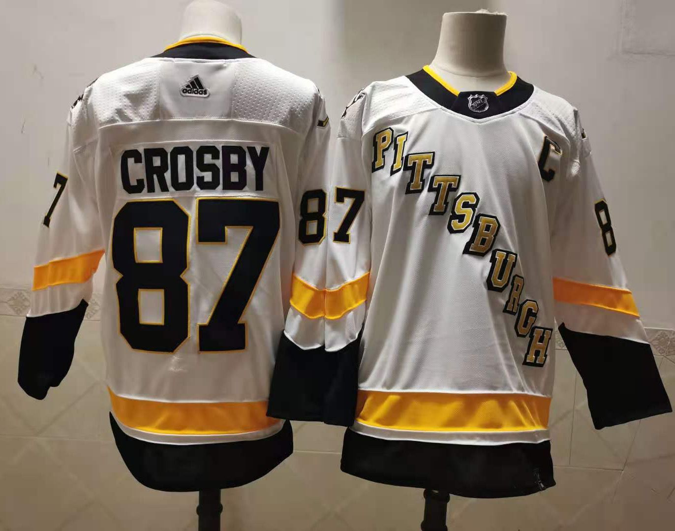 Men Pittsburgh Penguins #87 Crosby White Authentic Stitched 2020 Adidias NHL Jersey